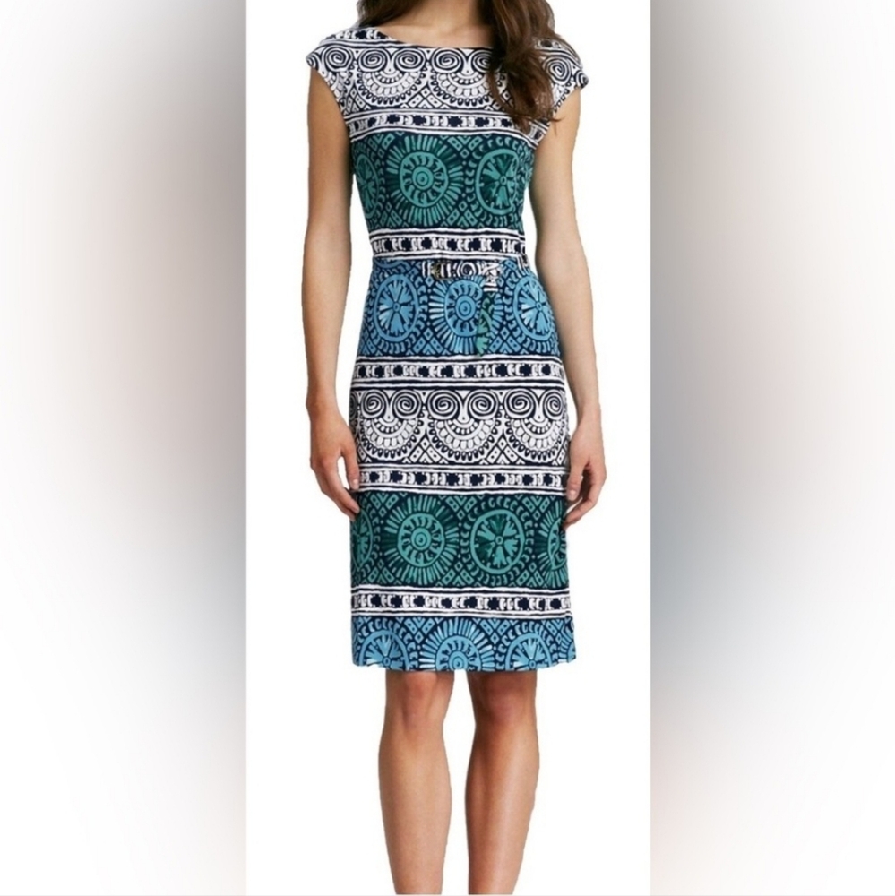 Tory Burch Silk Medallion Print Cap Sleeve Midi Dress - Picture 1 of 9